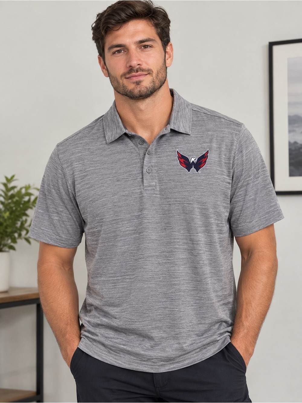 Fanatics NHL Men's Washington Capitals Prime Logo Polo - Grey